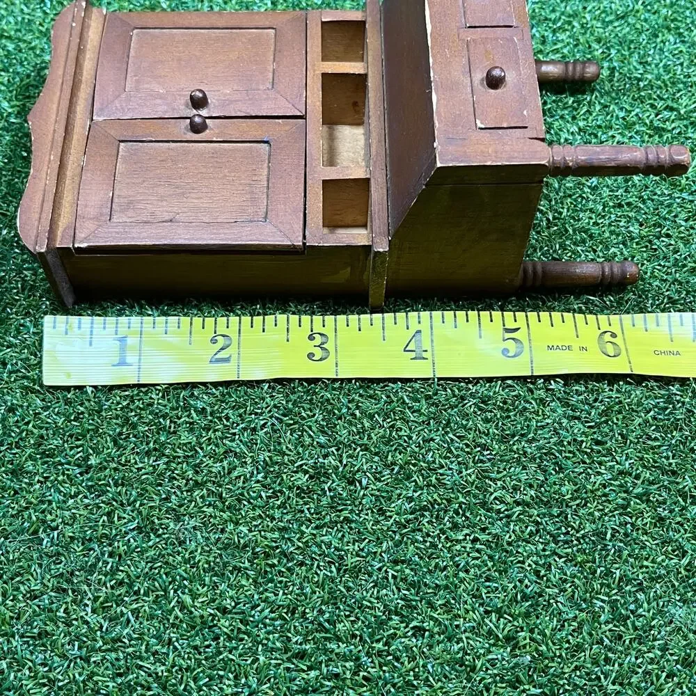 Vintage Wooden Secretary Chest Dollhouse Furniture